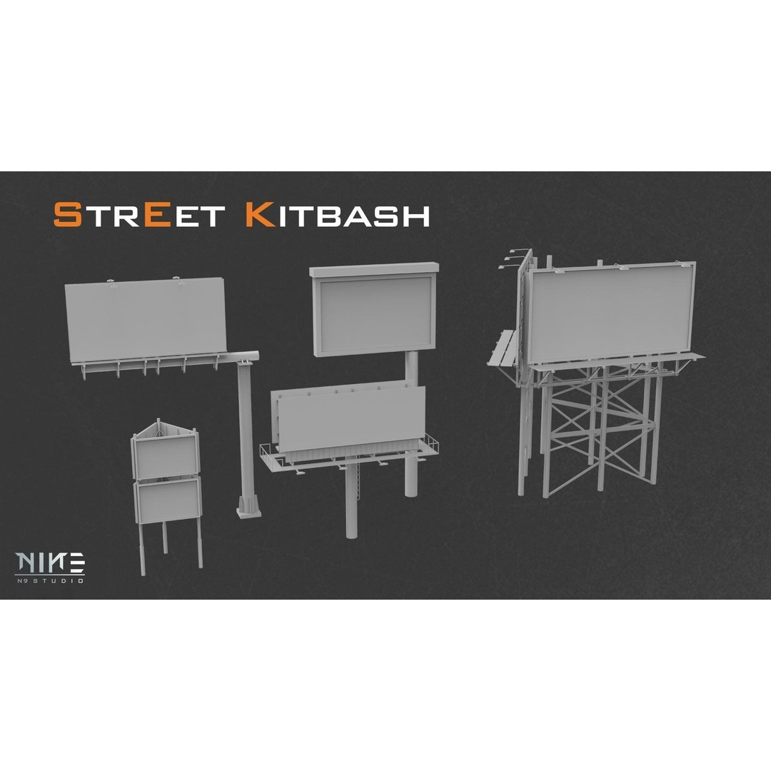 Street Kitbash 3D Model – Urban Environment Asset Collection, FBX, OBJ - View 11