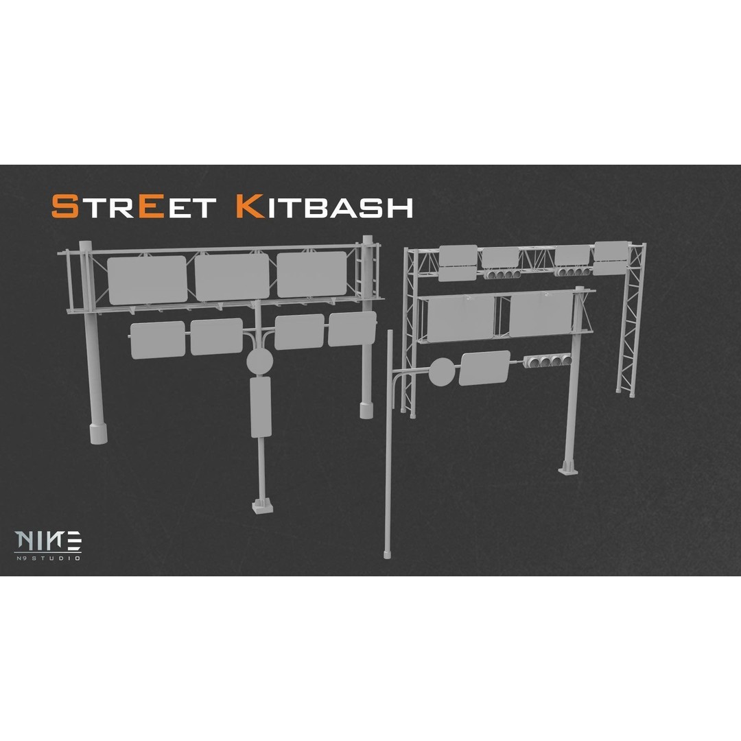 Street Kitbash 3D Model – Urban Environment Asset Collection, FBX, OBJ - View 12