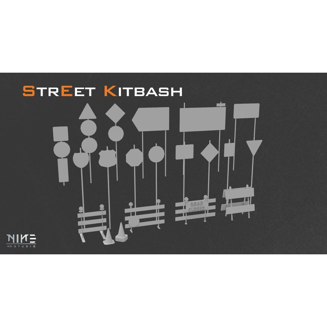 Street Kitbash 3D Model – Urban Environment Asset Collection, FBX, OBJ - View 13