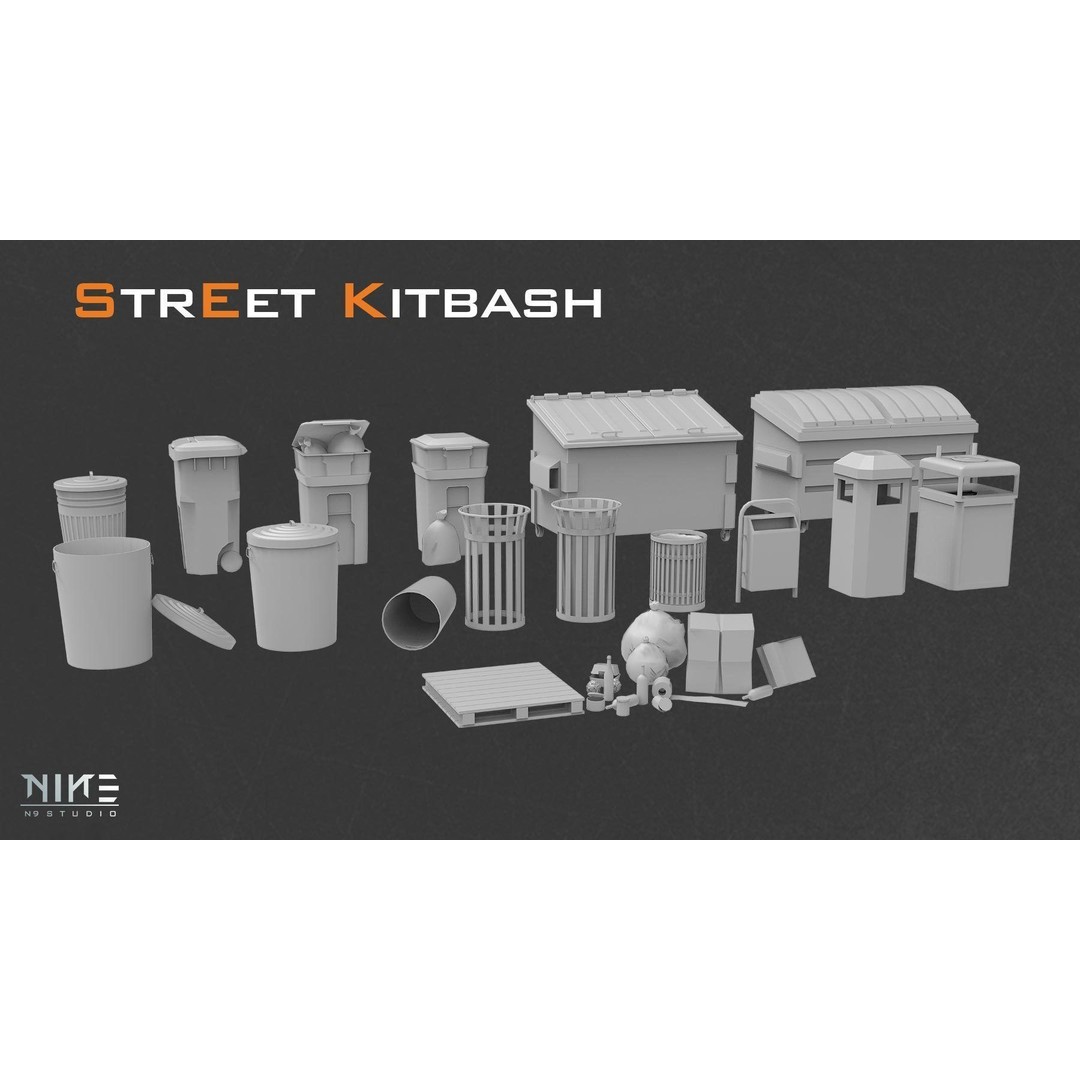 Street Kitbash 3D Model – Urban Environment Asset Collection, FBX, OBJ - View 14