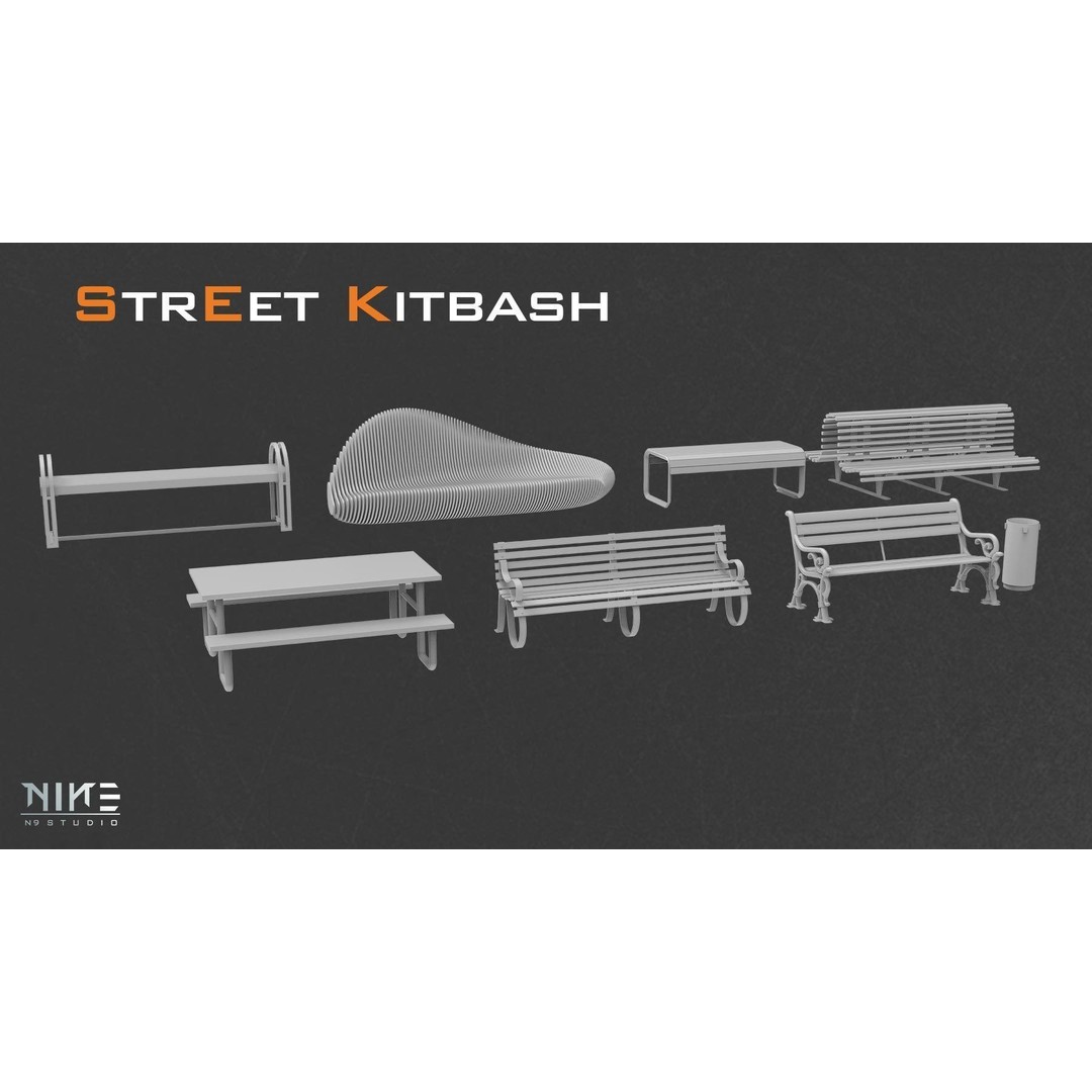 Street Kitbash 3D Model – Urban Environment Asset Collection, FBX, OBJ - View 15