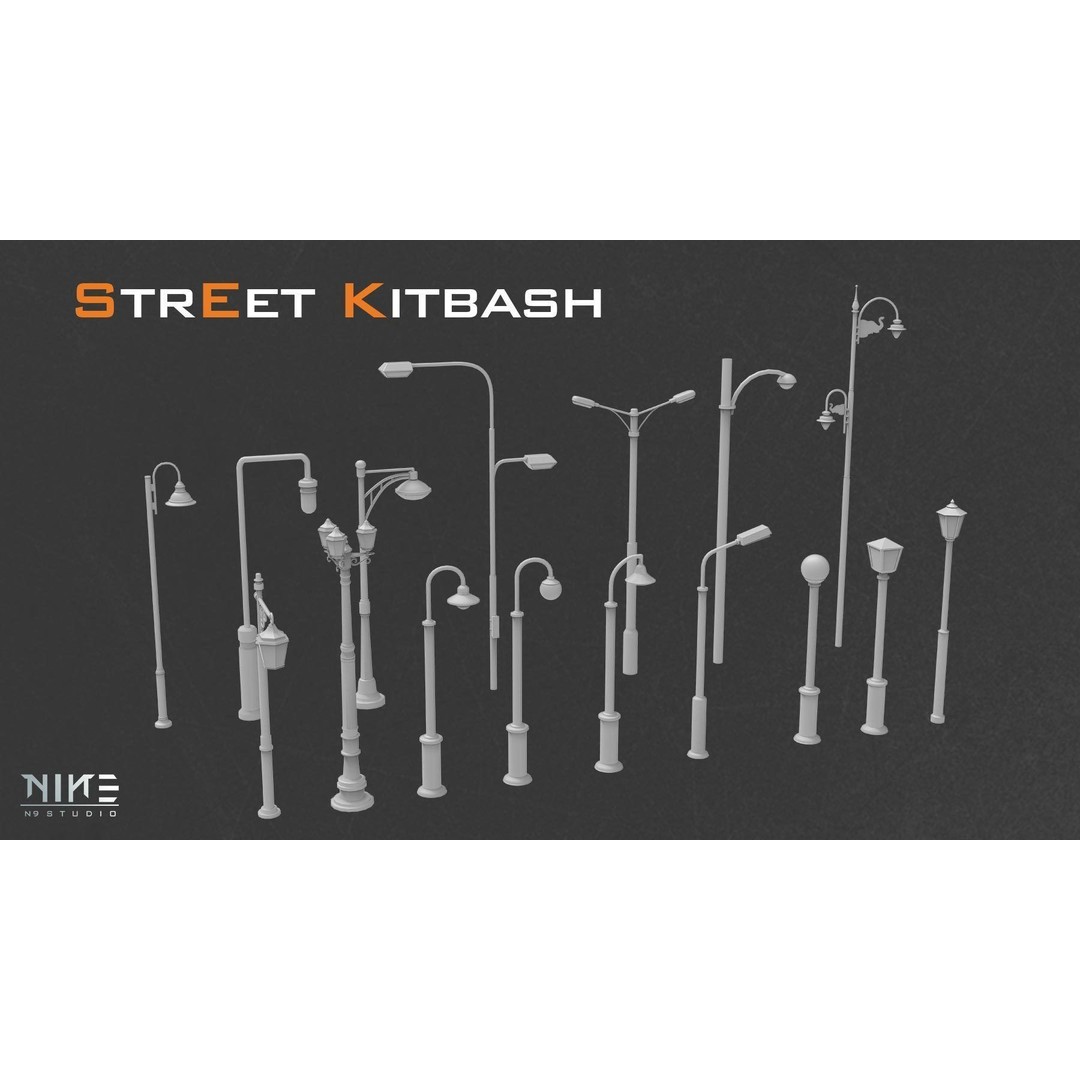 Street Kitbash 3D Model – Urban Environment Asset Collection, FBX, OBJ - View 3