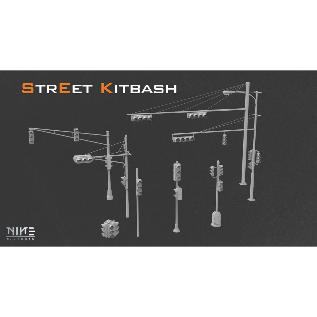 Street Kitbash 3D Model – Urban Environment Asset Collection, FBX, OBJ - View 5