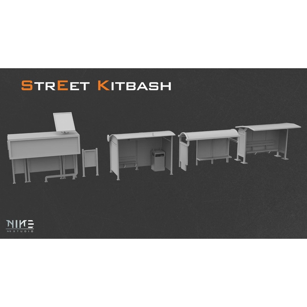 Street Kitbash 3D Model – Urban Environment Asset Collection, FBX, OBJ - View 6