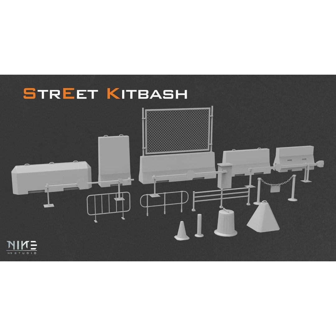 Street Kitbash 3D Model – Urban Environment Asset Collection, FBX, OBJ - View 9
