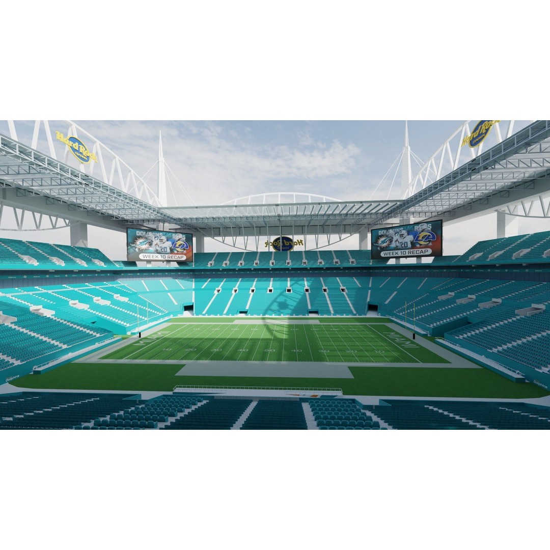 Hard Rock Stadium 3D Model – High Poly Game Asset, FBX, OBJ, Blender