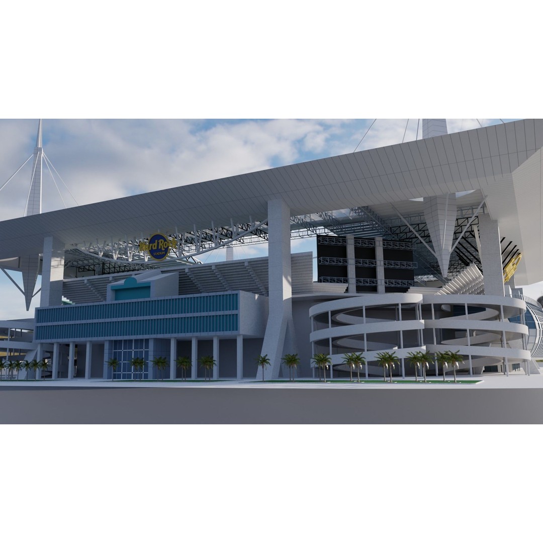 Hard Rock Stadium 3D Model – High Poly Game Asset, FBX, OBJ, Blender - View 11