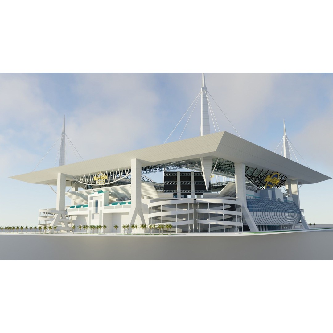 Hard Rock Stadium 3D Model – High Poly Game Asset, FBX, OBJ, Blender - View 14