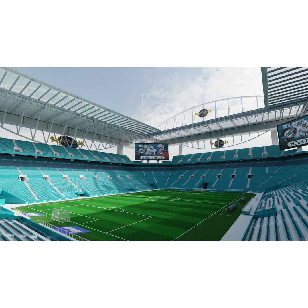 Hard Rock Stadium 3D Model – High Poly Game Asset, FBX, OBJ, Blender - View 3