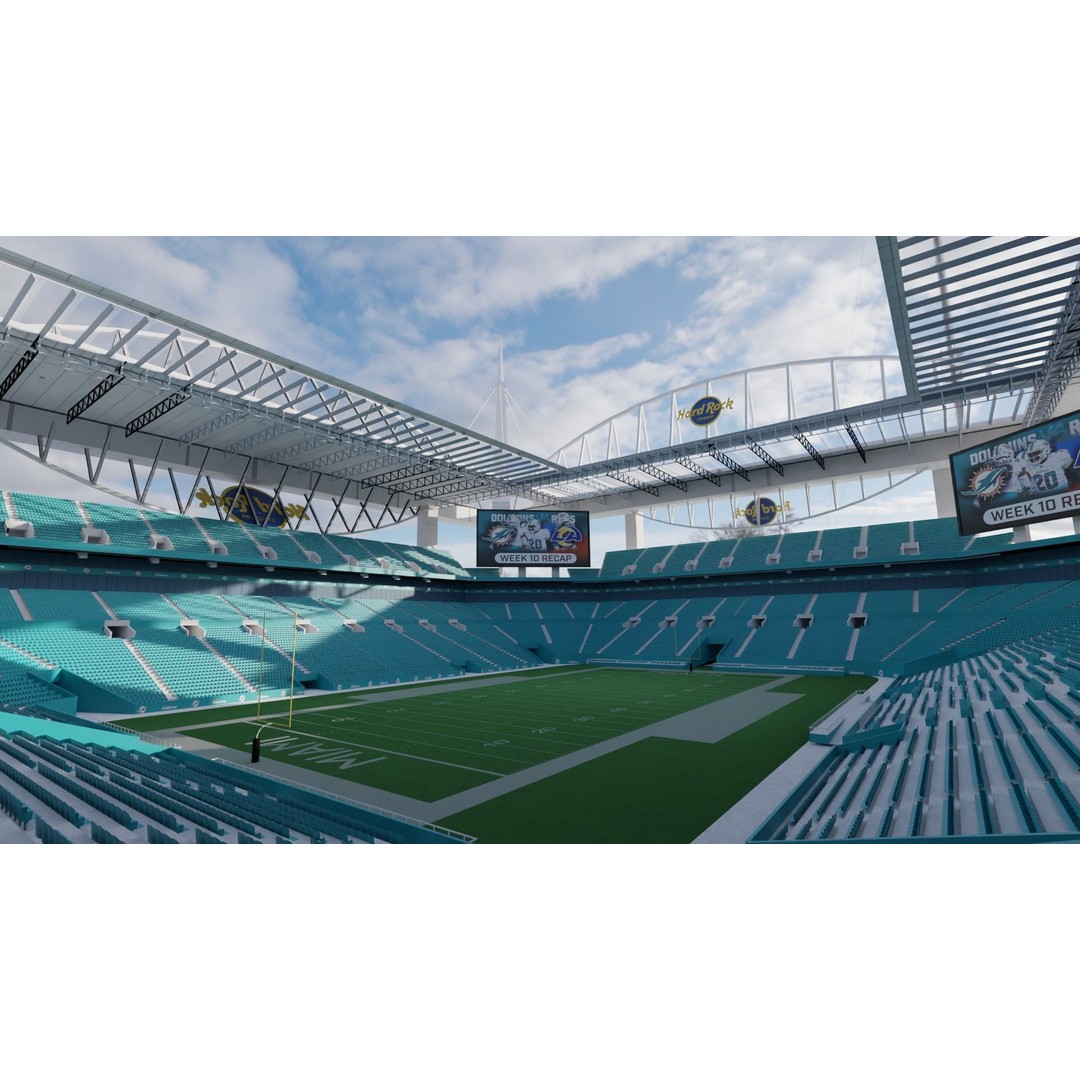 Hard Rock Stadium 3D Model – High Poly Game Asset, FBX, OBJ, Blender - View 4