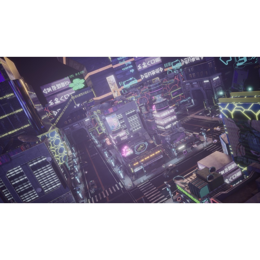 Cyber City 3D Model – Neon-Lit Futuristic Asset Pack, FBX & OBJ - View 10