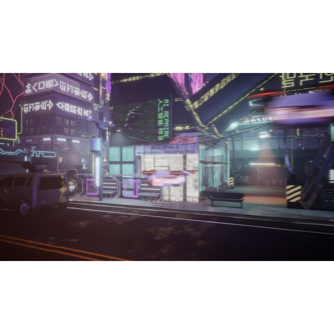 Cyber City 3D Model – Neon-Lit Futuristic Asset Pack, FBX & OBJ - View 5