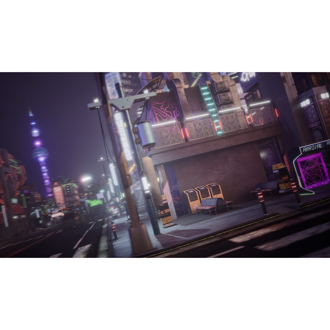 Cyber City 3D Model – Neon-Lit Futuristic Asset Pack, FBX & OBJ - View 9
