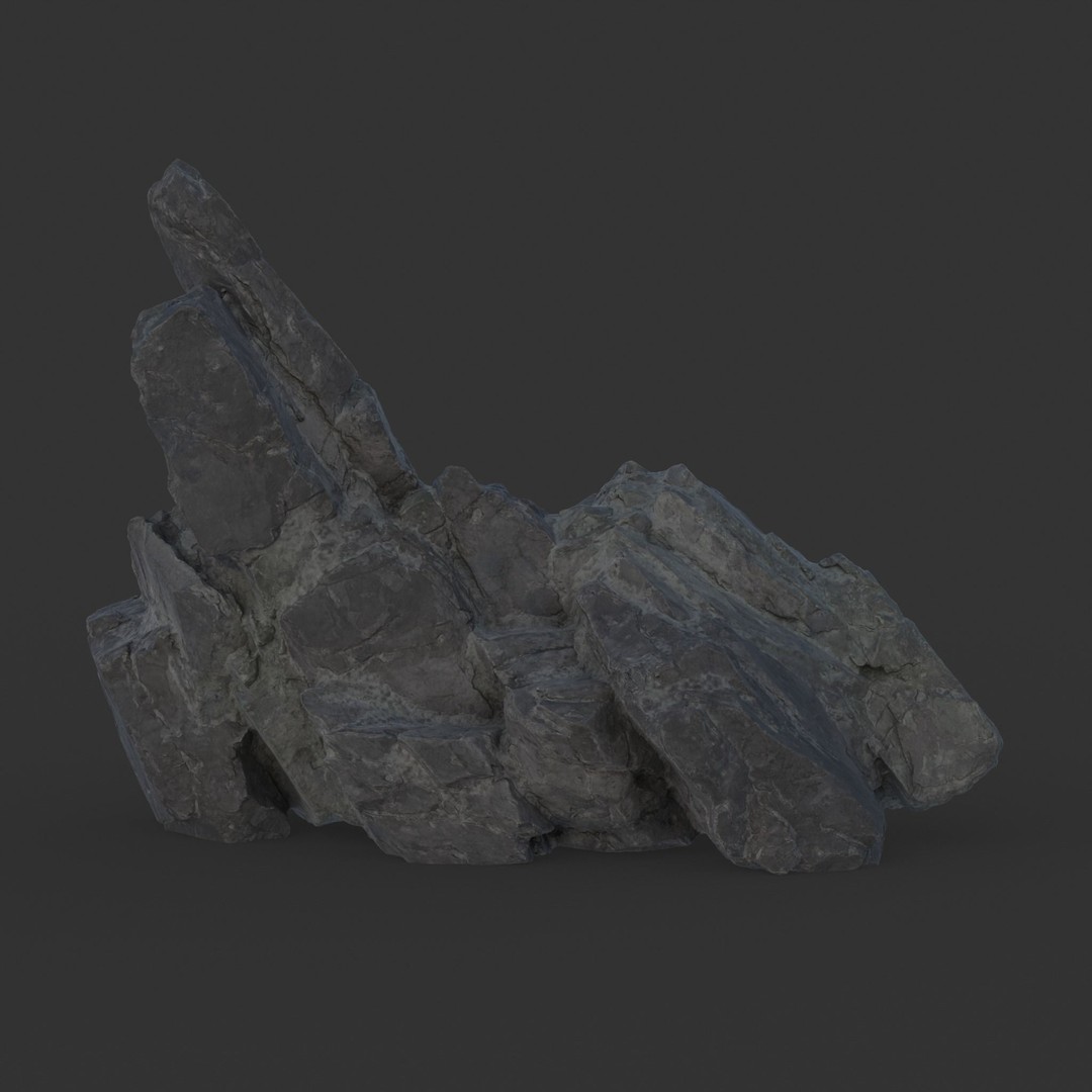 Black Spiky Modular Rock 3D Model – Low Poly Game Asset, FBX - View 11