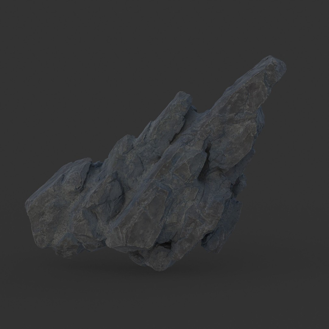 Black Spiky Modular Rock 3D Model – Low Poly Game Asset, FBX - View 12