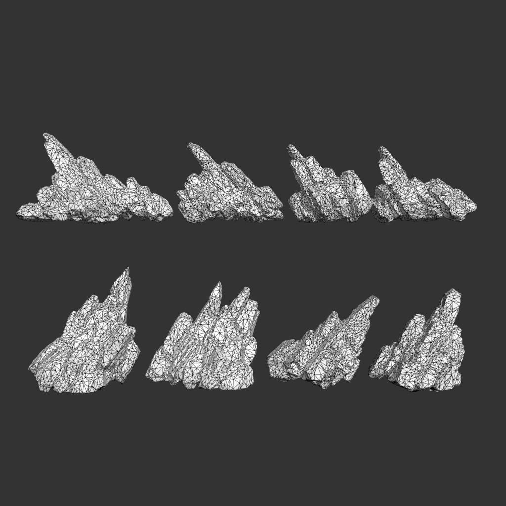 Black Spiky Modular Rock 3D Model – Low Poly Game Asset, FBX - View 5