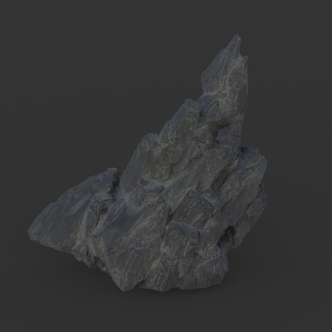 Black Spiky Modular Rock 3D Model – Low Poly Game Asset, FBX - View 8