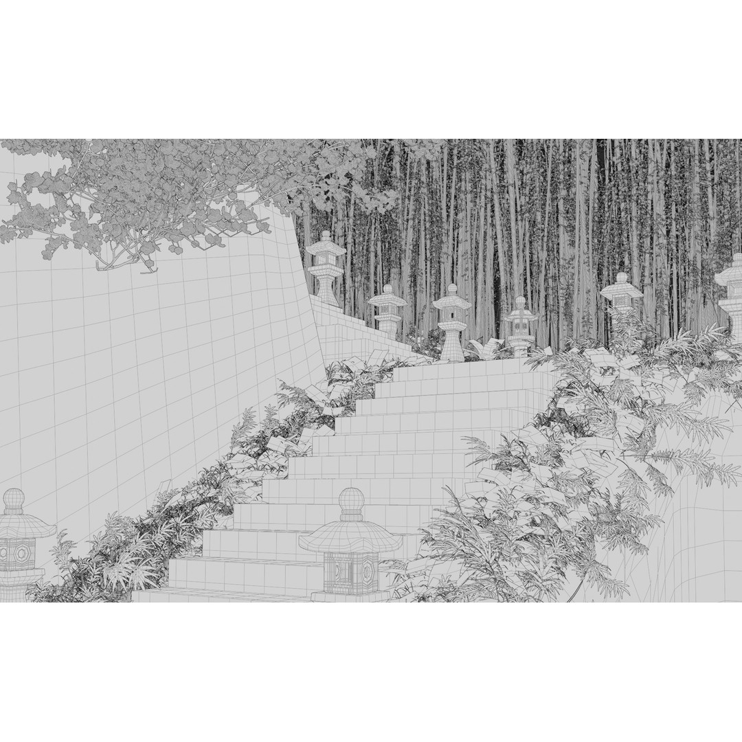 Bamboo Forest 3D Model – High Poly PBR Landscape, Blender, FBX, OBJ - View 11