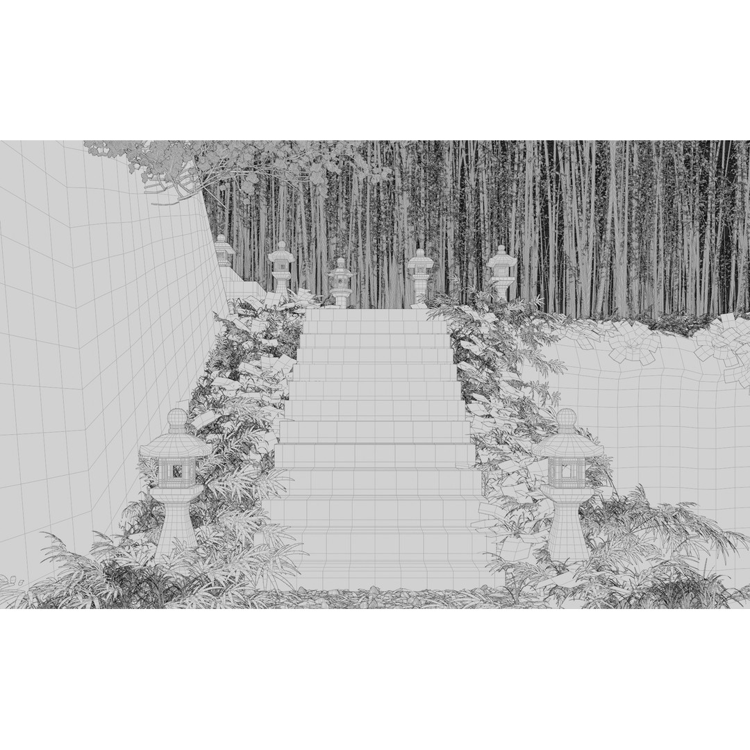 Bamboo Forest 3D Model – High Poly PBR Landscape, Blender, FBX, OBJ - View 15