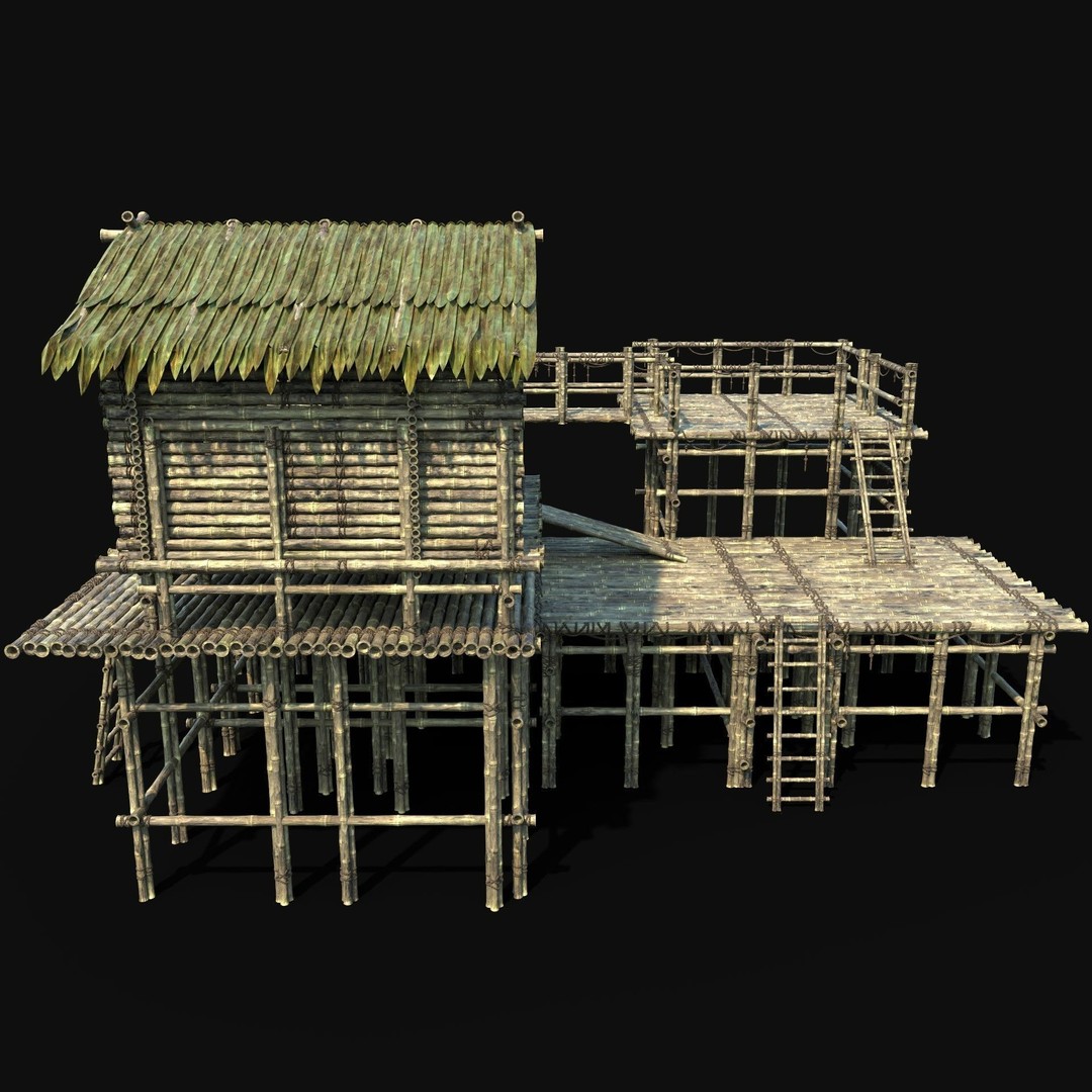 Bamboo Watchtower 3D Model – Low Poly Game Ready Asset, FBX, OBJ - View 10
