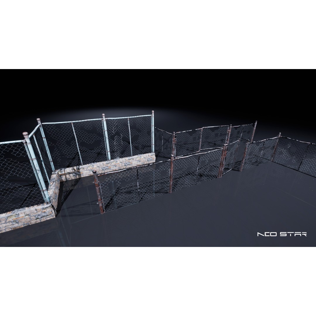 Modular Fences 3D Model – Low Poly Game Asset, FBX, OBJ - View 5