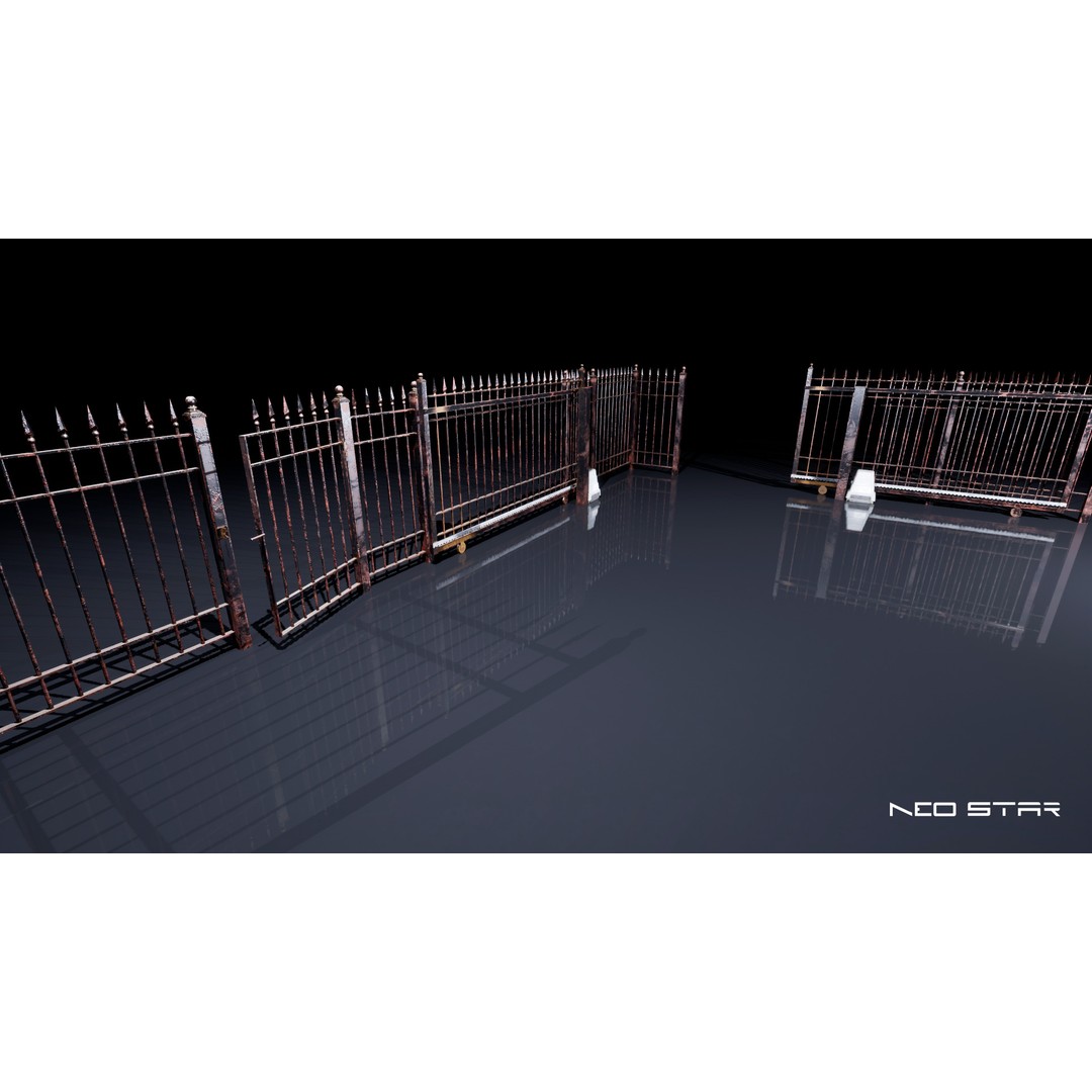 Modular Fences 3D Model – Low Poly Game Asset, FBX, OBJ - View 6