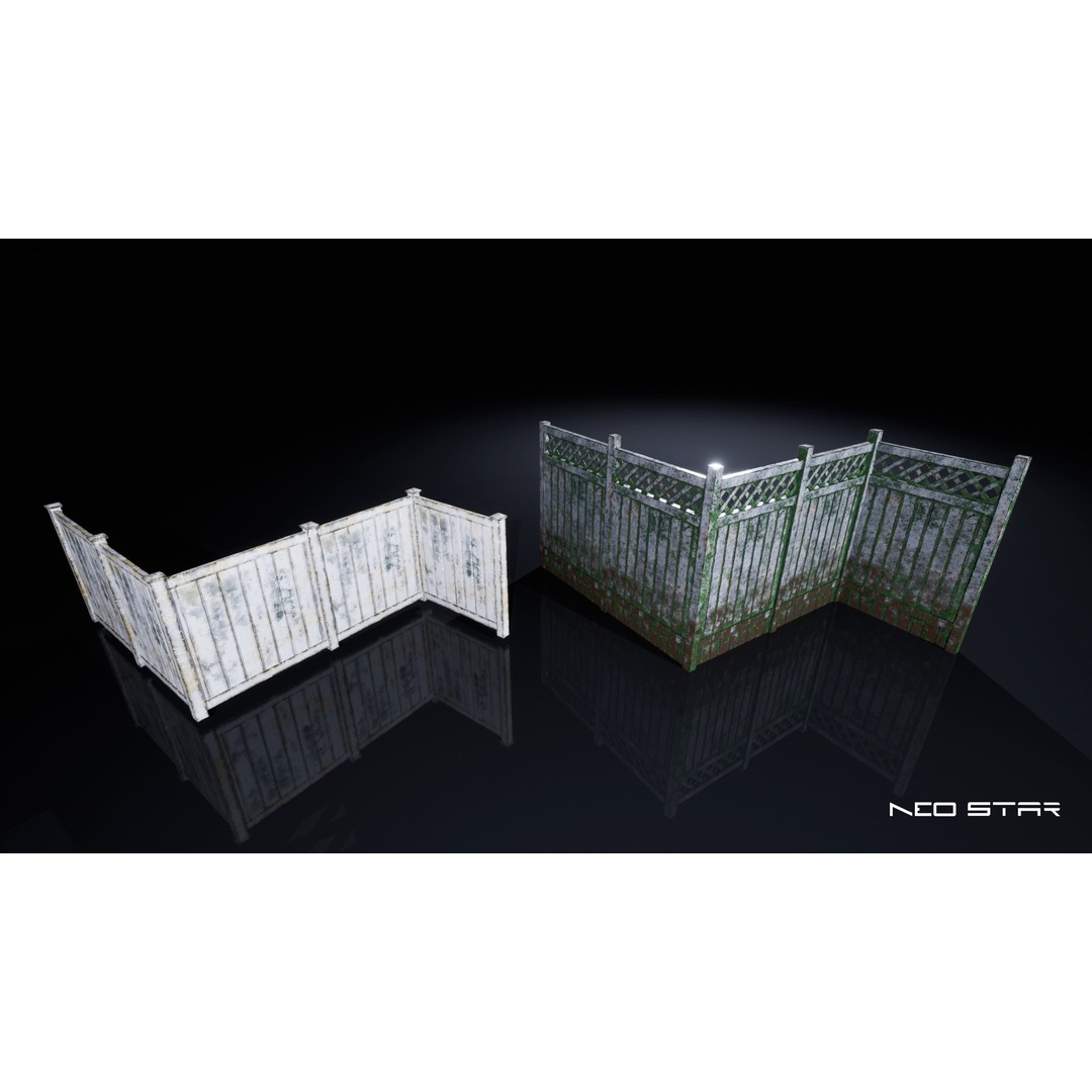 Modular Fences 3D Model – Low Poly Game Asset, FBX, OBJ - View 8