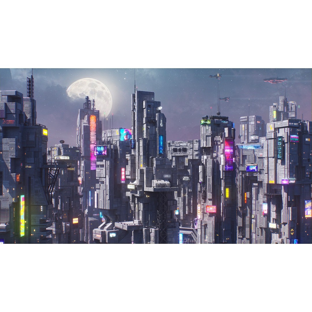 Cyberpunk Building 3D Model – Low Poly Futuristic Architecture, FBX - View 5