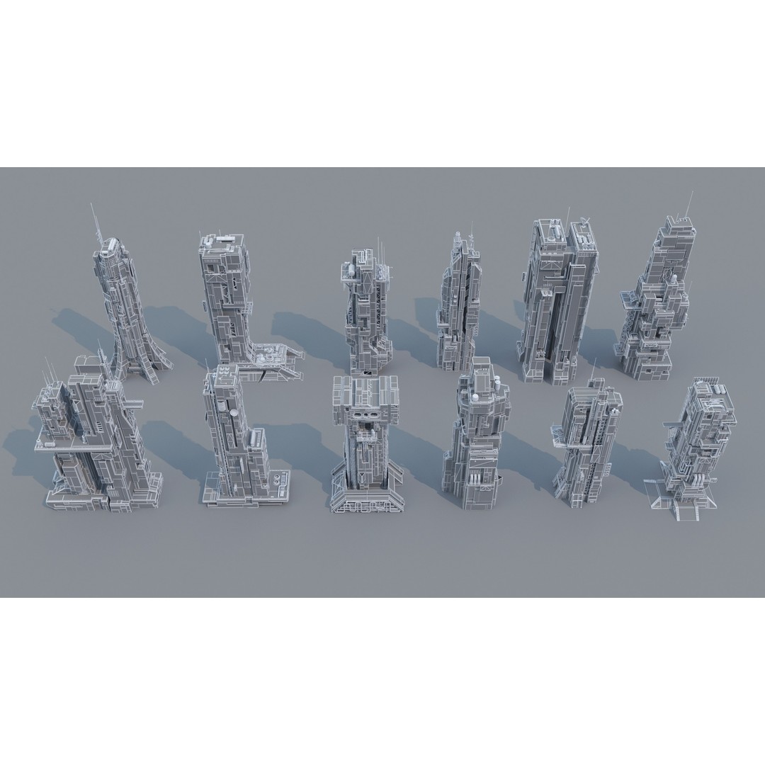 Cyberpunk Building 3D Model – Low Poly Futuristic Architecture, FBX - View 9
