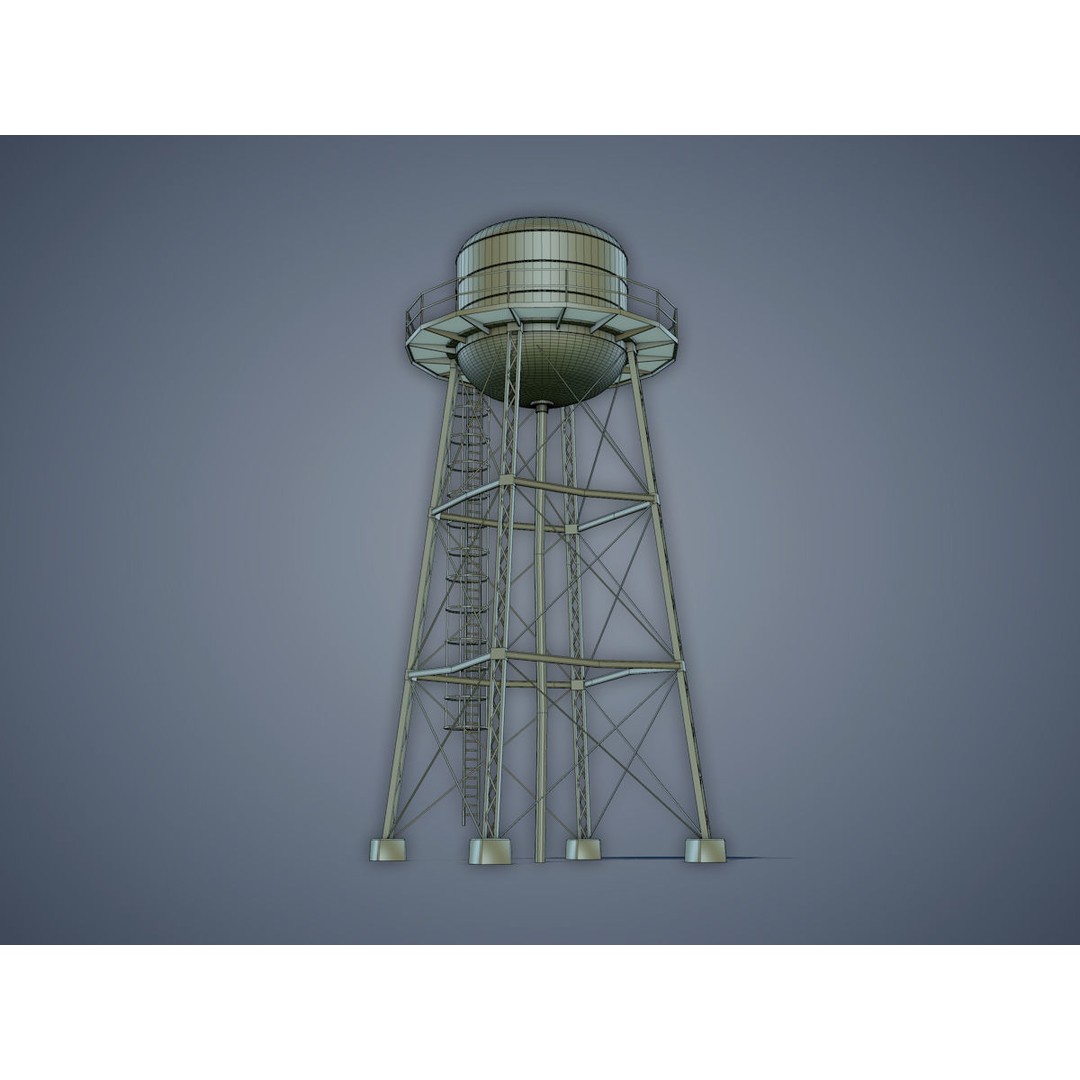 Water Tower 3D Model – Low Poly Game Asset, FBX, PBR Textures