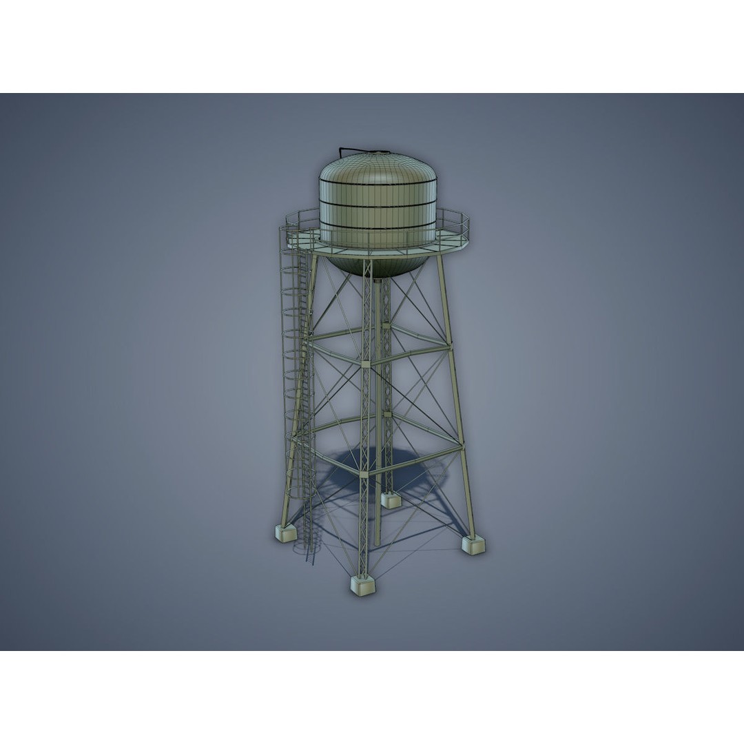 Water Tower 3D Model – Low Poly Game Asset, FBX, PBR Textures - View 10
