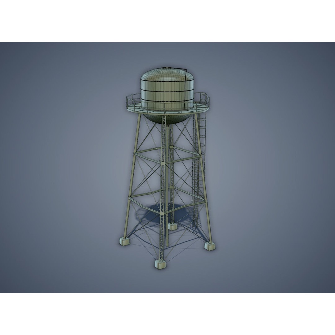 Water Tower 3D Model – Low Poly Game Asset, FBX, PBR Textures - View 11