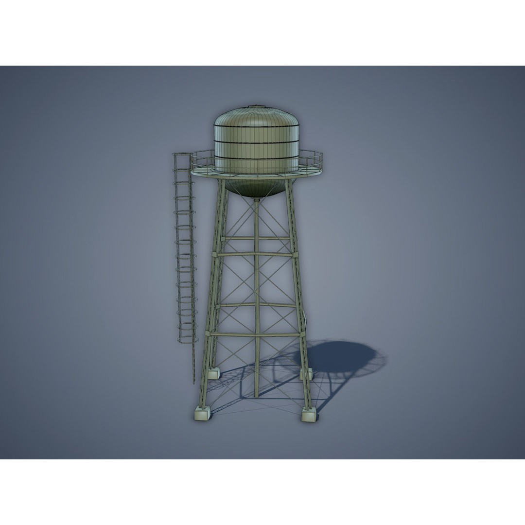 Water Tower 3D Model – Low Poly Game Asset, FBX, PBR Textures - View 12