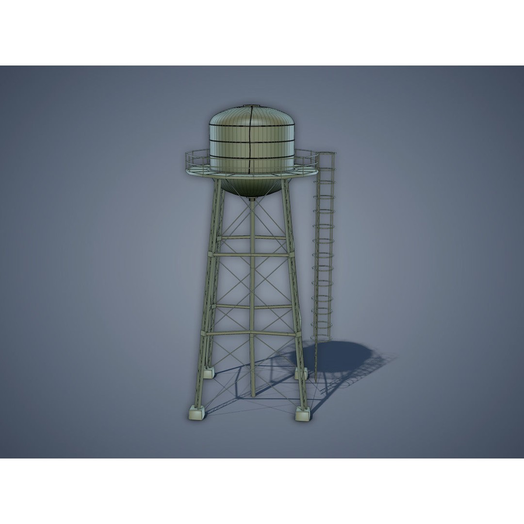 Water Tower 3D Model – Low Poly Game Asset, FBX, PBR Textures - View 13