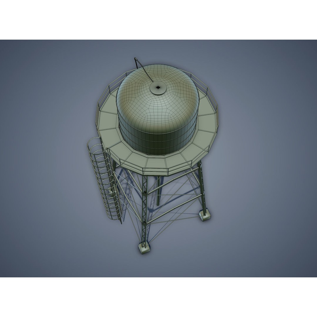 Water Tower 3D Model – Low Poly Game Asset, FBX, PBR Textures - View 14