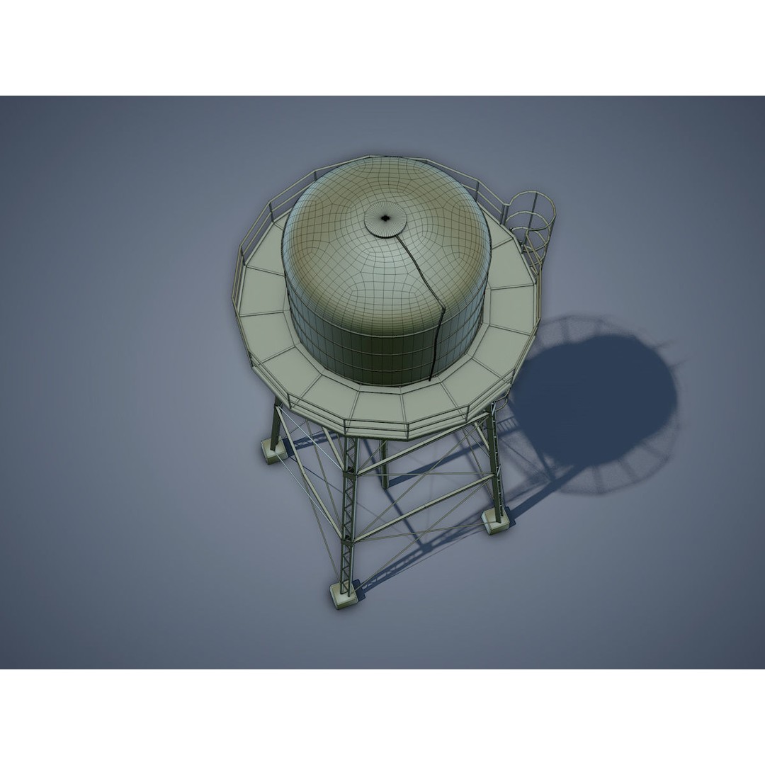 Water Tower 3D Model – Low Poly Game Asset, FBX, PBR Textures - View 15