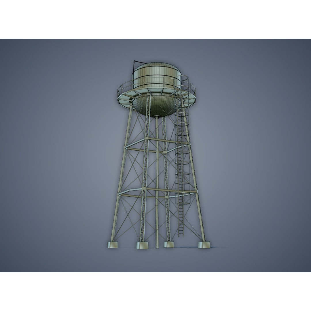 Water Tower 3D Model – Low Poly Game Asset, FBX, PBR Textures - View 16