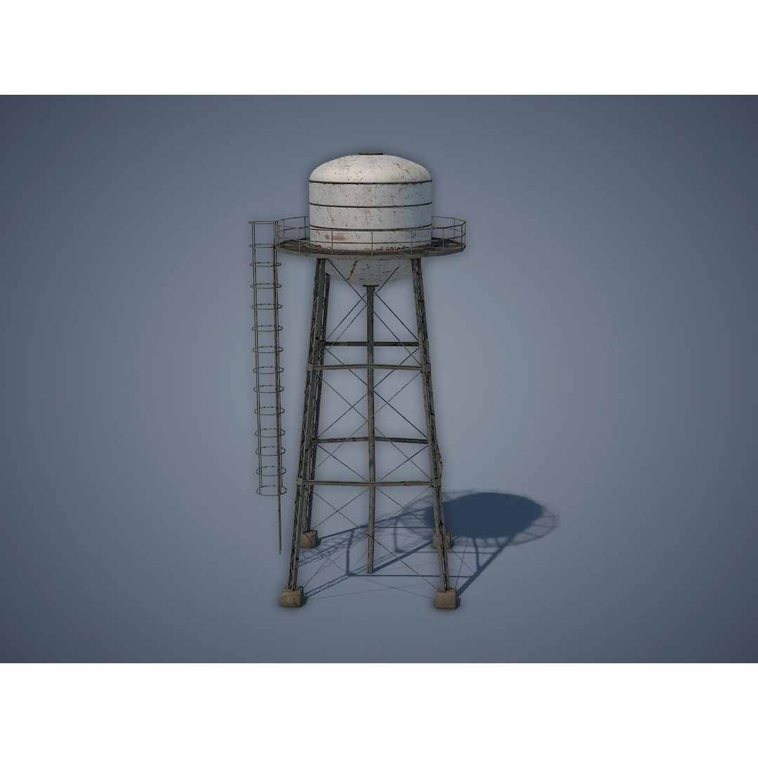 Water Tower 3D Model – Low Poly Game Asset, FBX, PBR Textures - View 4