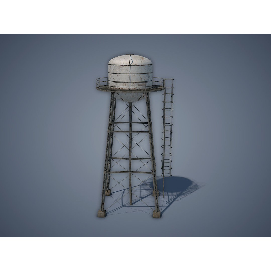 Water Tower 3D Model – Low Poly Game Asset, FBX, PBR Textures - View 5