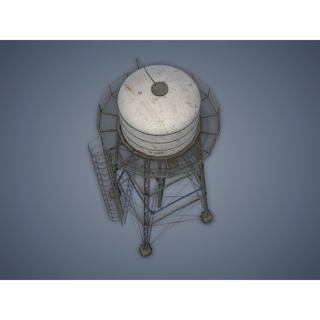 Water Tower 3D Model – Low Poly Game Asset, FBX, PBR Textures - View 6