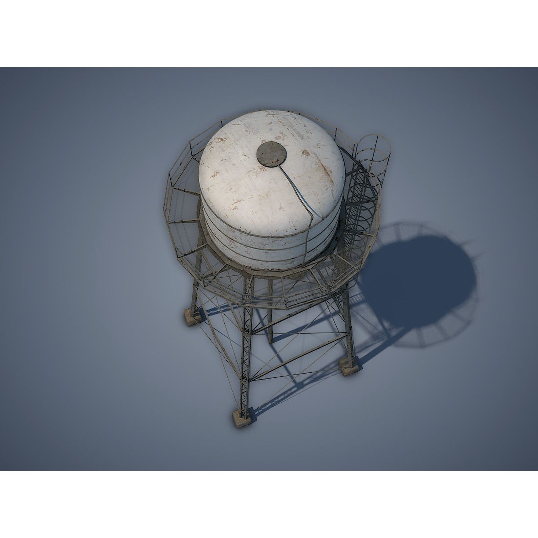 Water Tower 3D Model – Low Poly Game Asset, FBX, PBR Textures - View 7