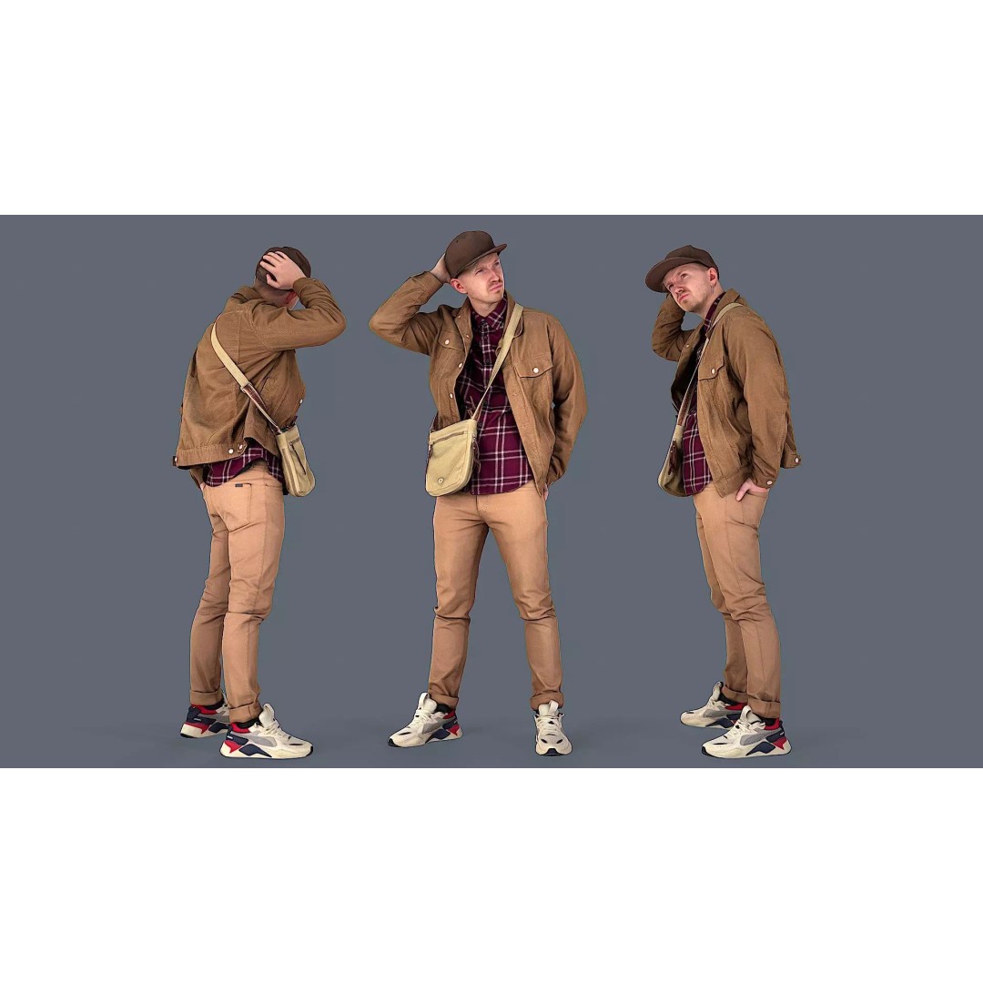 Thoughtful Young Man 3D Model – Casual Urban Character, FBX - View 2