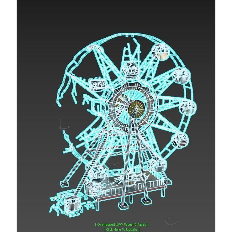 Destroyed Ferris Wheel 3D Model – Realistic PBR Asset, FBX, OBJ