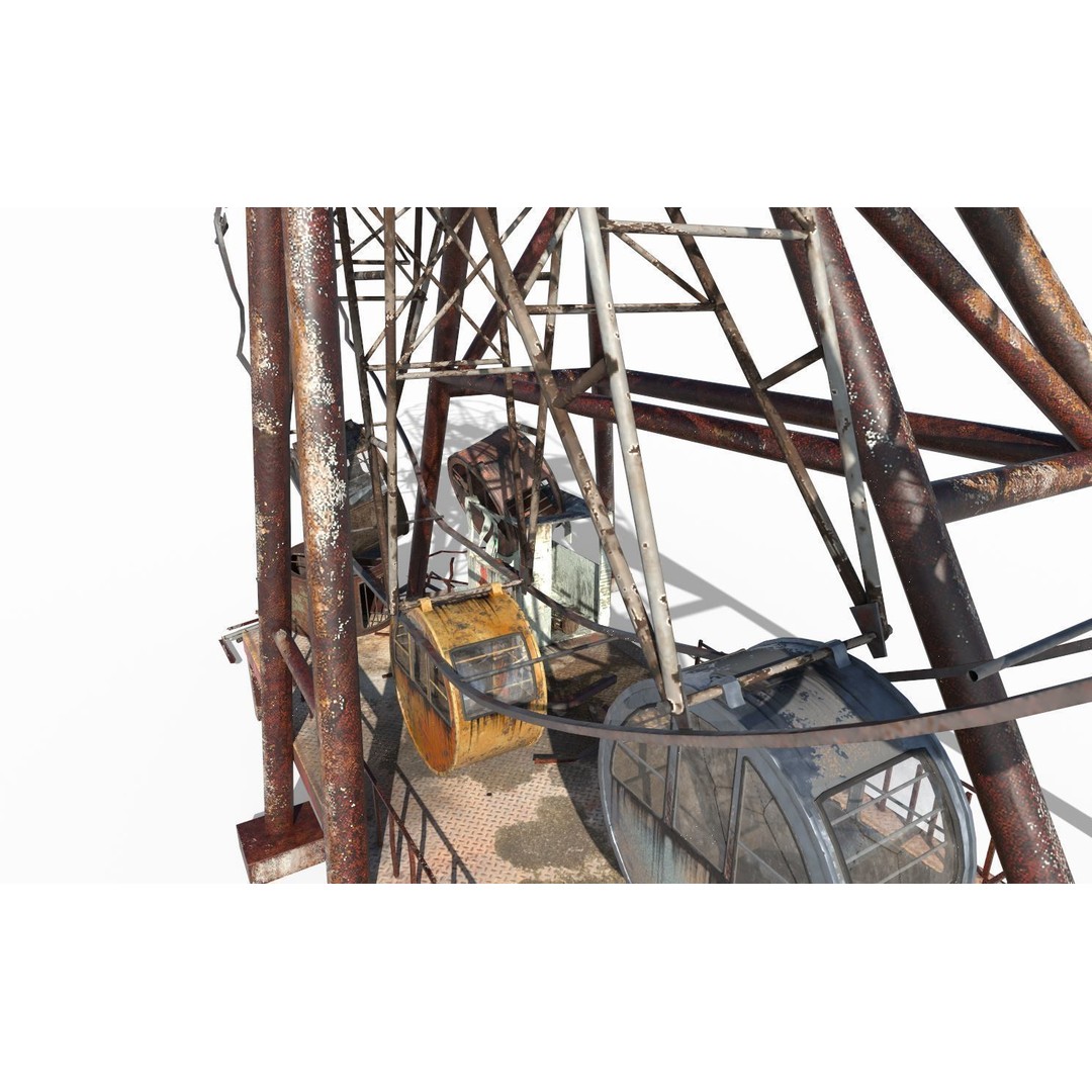 Destroyed Ferris Wheel 3D Model – Realistic PBR Asset, FBX, OBJ - View 14
