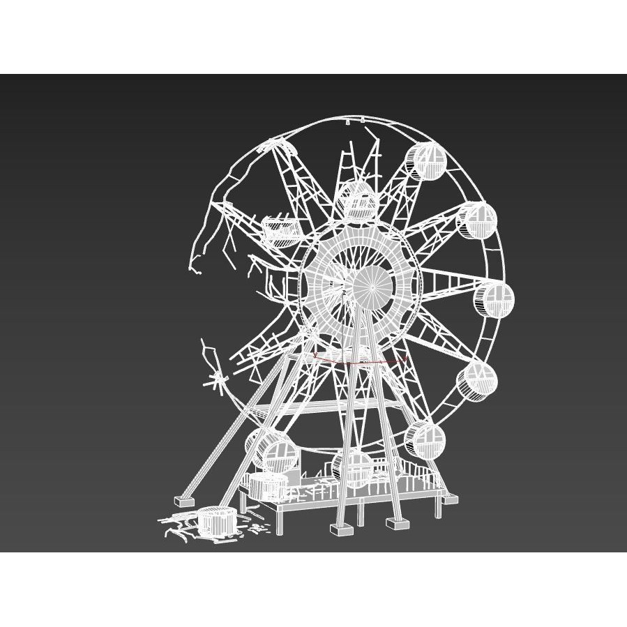 Destroyed Ferris Wheel 3D Model – Realistic PBR Asset, FBX, OBJ - View 16