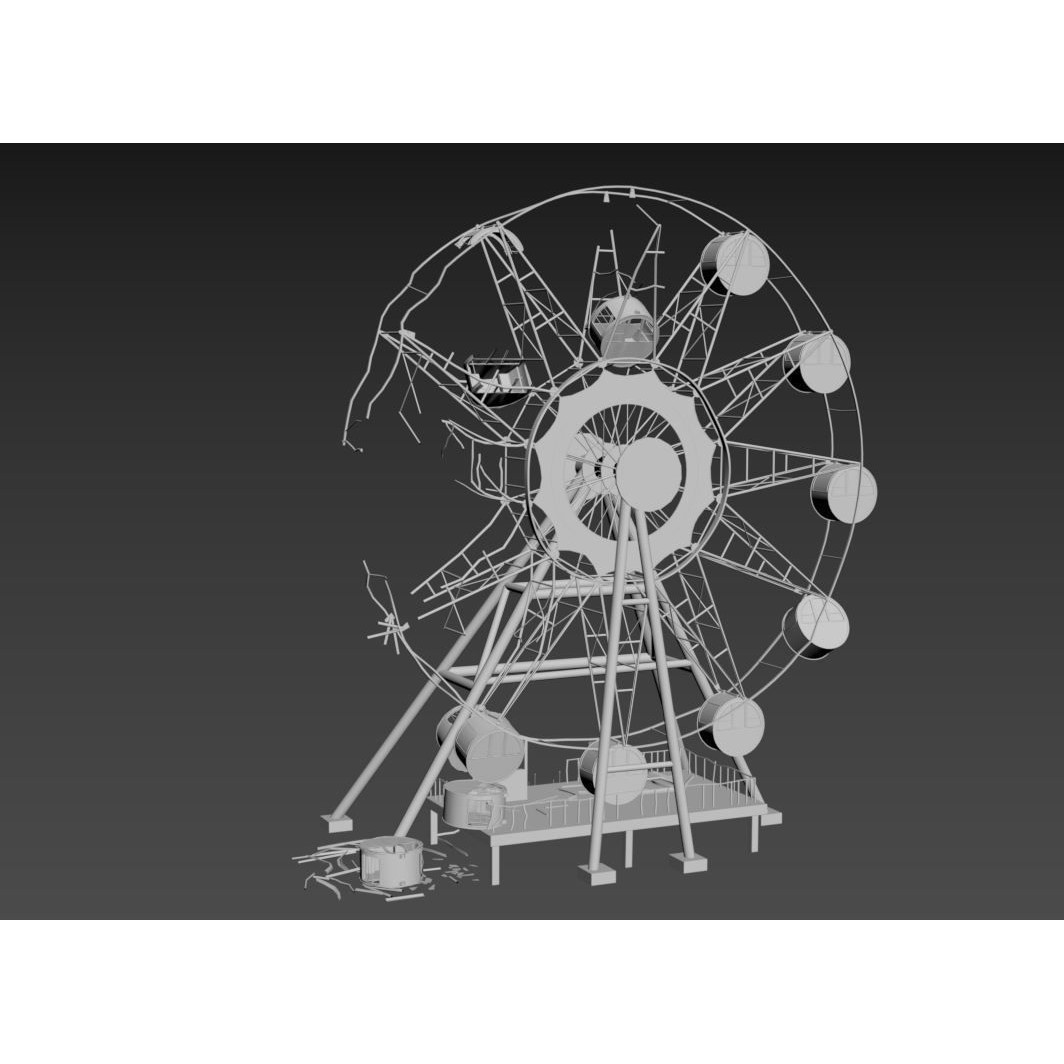 Destroyed Ferris Wheel 3D Model – Realistic PBR Asset, FBX, OBJ - View 18