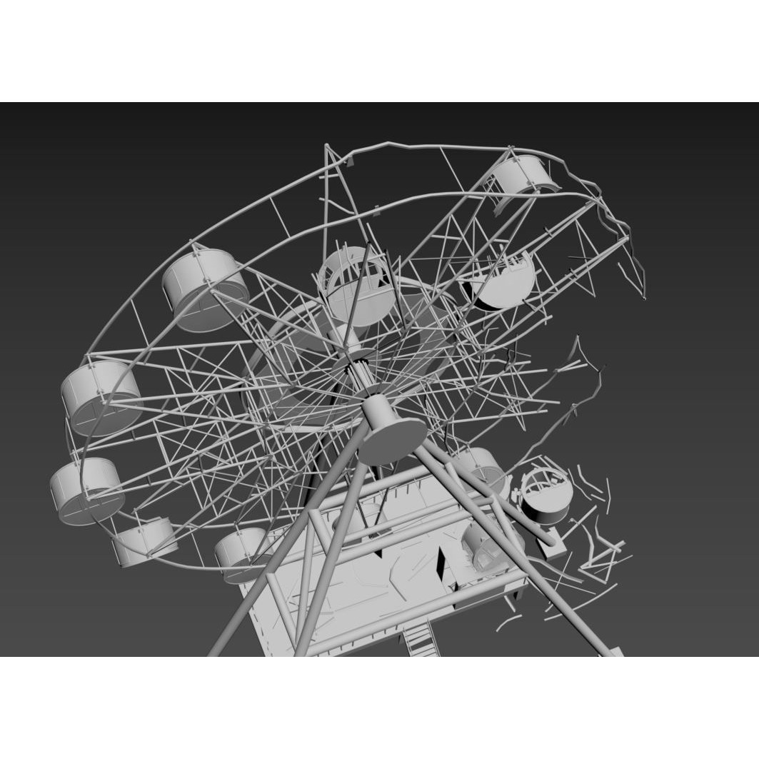 Destroyed Ferris Wheel 3D Model – Realistic PBR Asset, FBX, OBJ - View 19