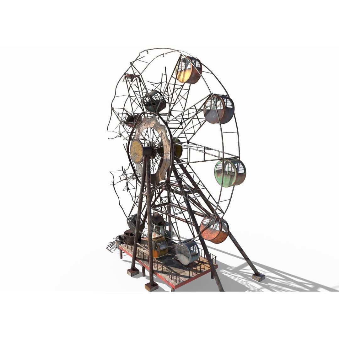 Destroyed Ferris Wheel 3D Model – Realistic PBR Asset, FBX, OBJ - View 5