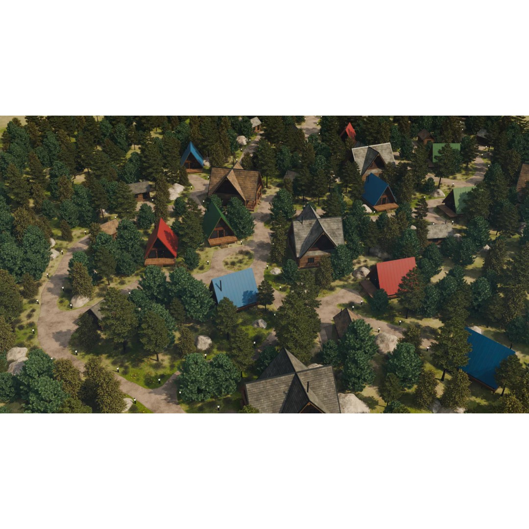 Countryside Village 3D Model – PBR Landscape Scene, FBX - View 2
