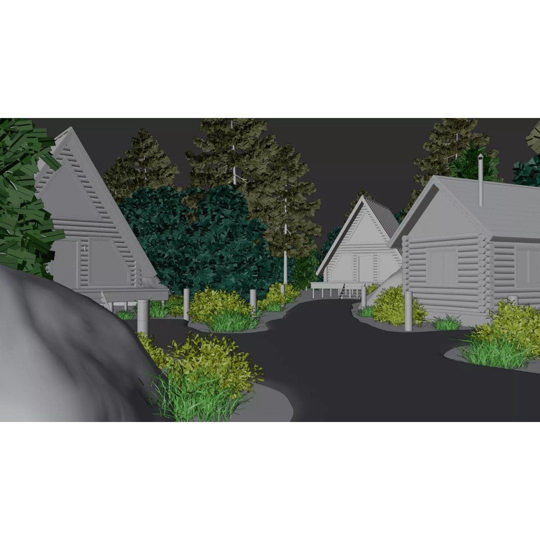 Countryside Village 3D Model – PBR Landscape Scene, FBX - View 22